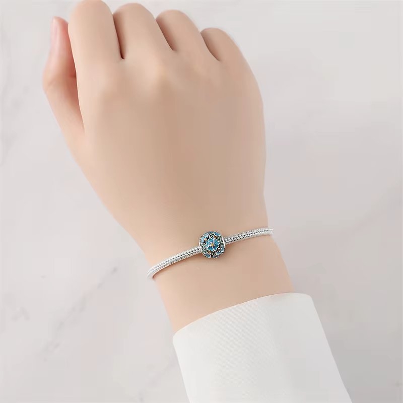 Charm/talisman argint 925, JW1655, model floral, placat cu rodiu