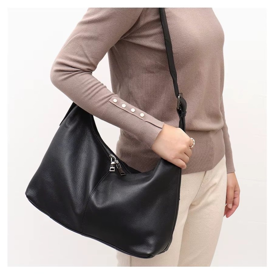 Geanta dama, Zireen GT3357, piele naturala, Negru - 1 | YEO