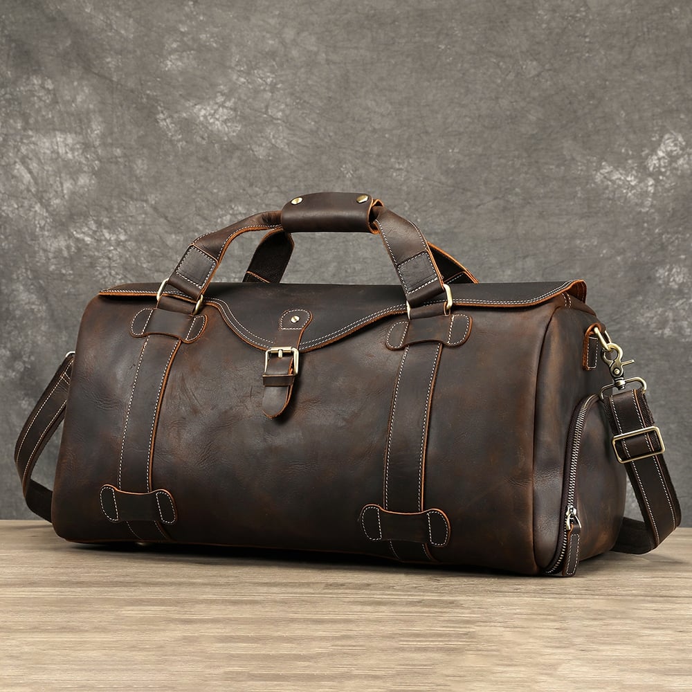 Geanta de calatorie, Armand GT3804, piele naturala, Maro