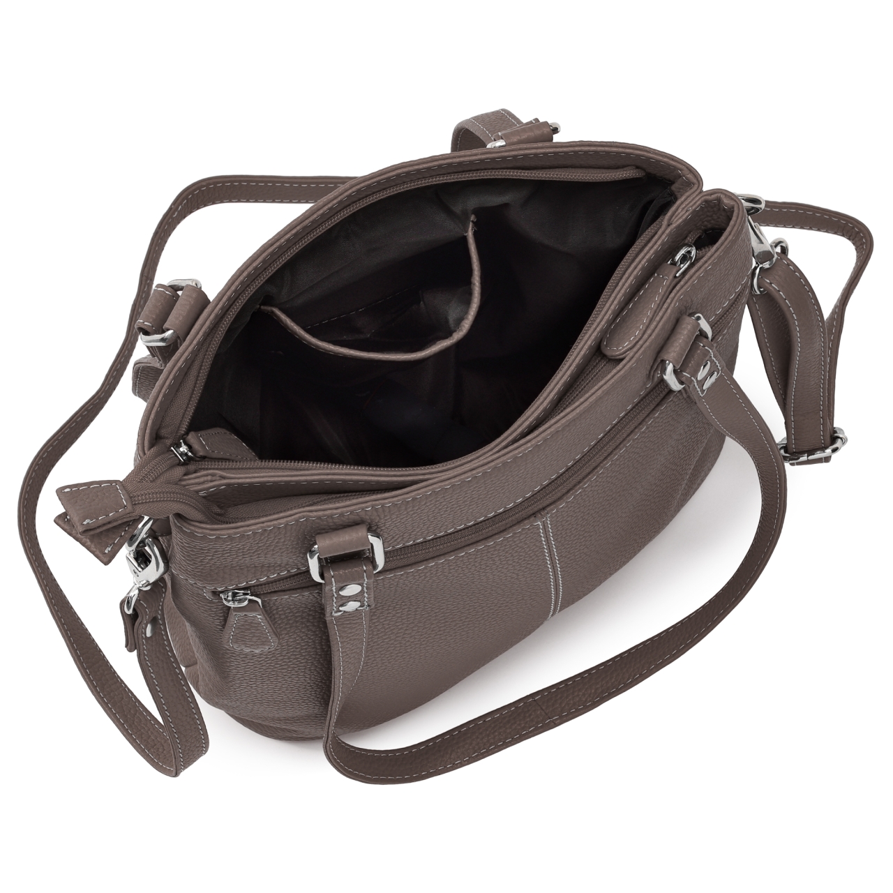 Geanta de dama, Anne GT3856, piele naturala, Dark Taupe - imagine 4