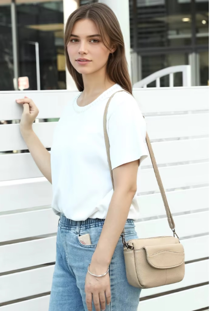 Geanta de dama, Julia GT3830, piele naturala, Crem - imagine 2