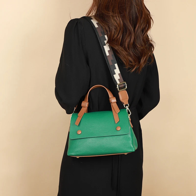 Geanta de dama, Morwenna GT2770, piele naturala, Verde-Maro