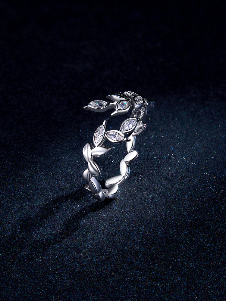 Inel reglabil argint 925, JW1849 model frunze, placat cu rodiu