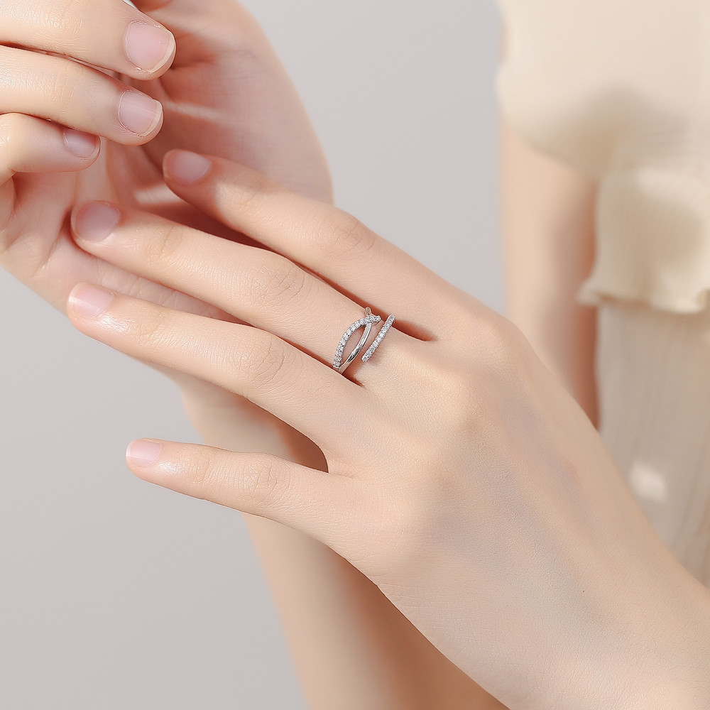 Inel reglabil argint 925, JW886, model elegant, placat cu rodiu