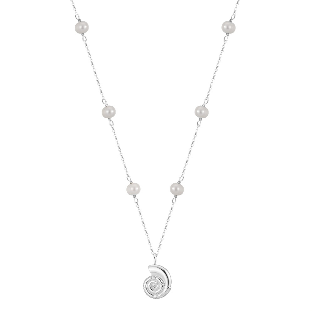 Lantisor argint 925, JW1540, model scoica, placat cu rodiu