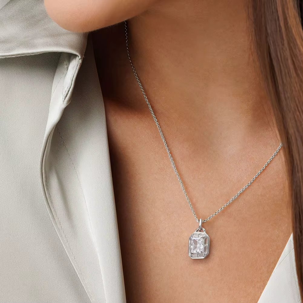 Lantisor argint 925, JW1769, model elegant cu zirconiu, placat cu rodiu