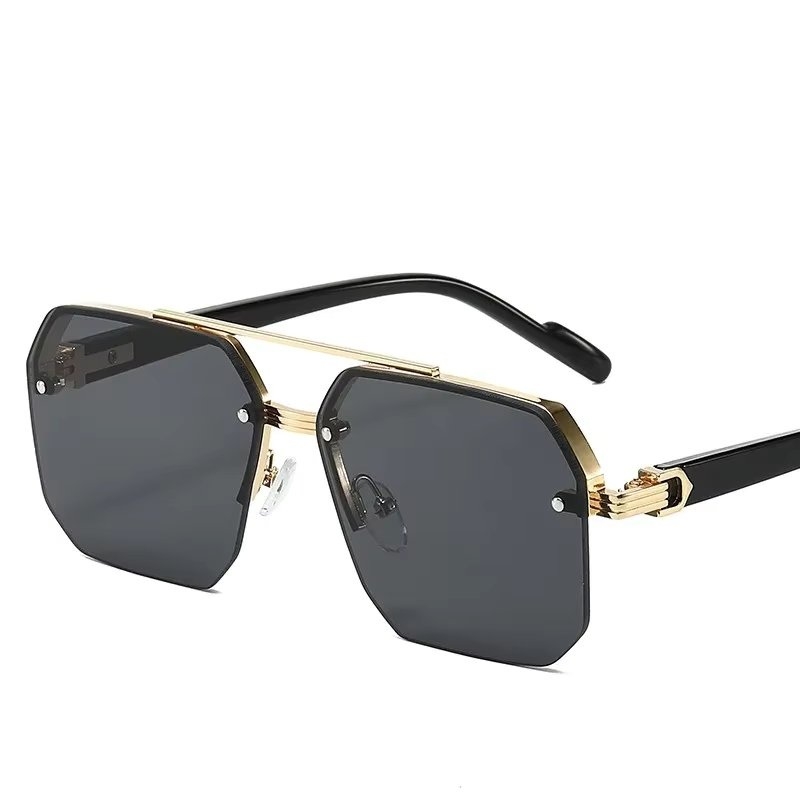 Ochelari de soare unisex, SG186, Negru/Auriu