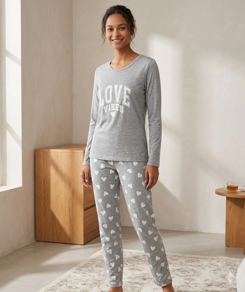 Pijama dama "Everyday", din bumbac, doua piese, 14900, Gri