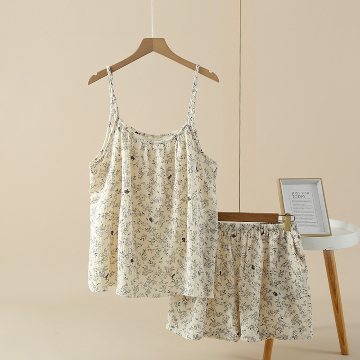 Pijama dama "Summer Nights" din doua piese, PJ031, Bej