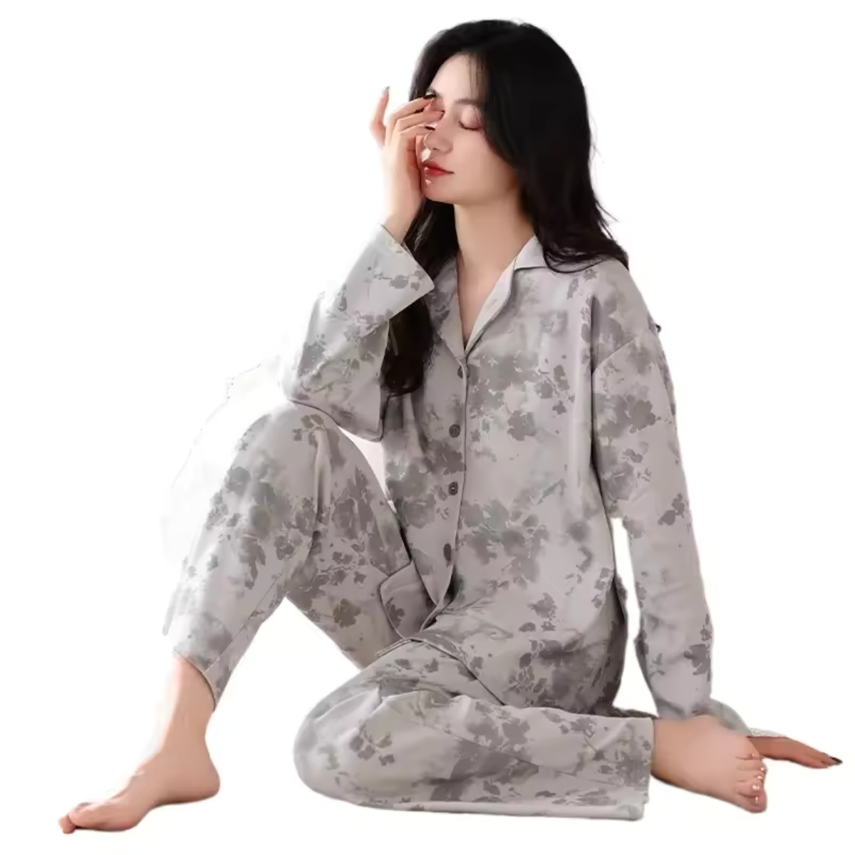 Pijama dama "Warm Love" din doua piese, PJ037, Gri