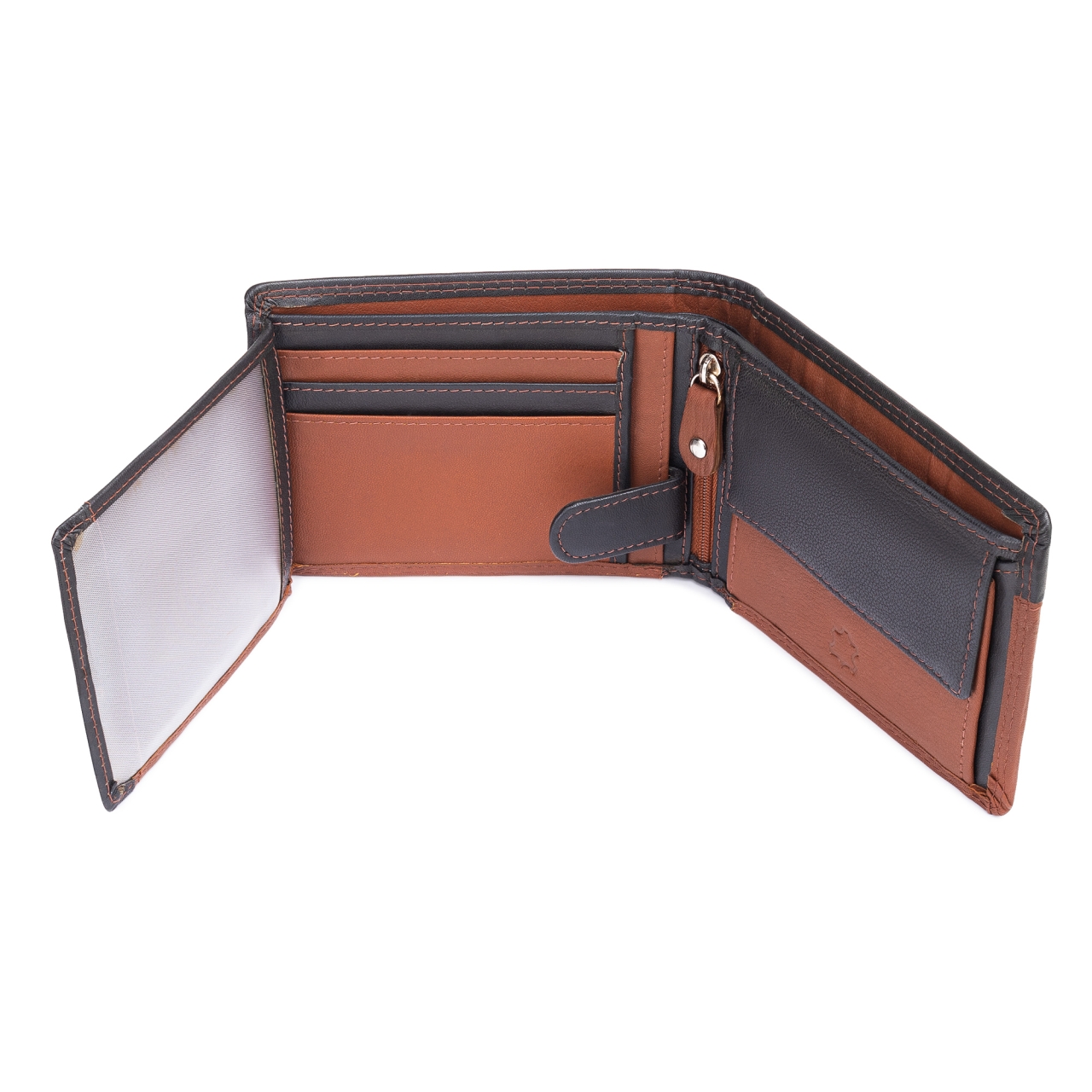 Portofel barbati Ronno, Aziel PT1472, piele naturala, Maro/Negru - imagine 2