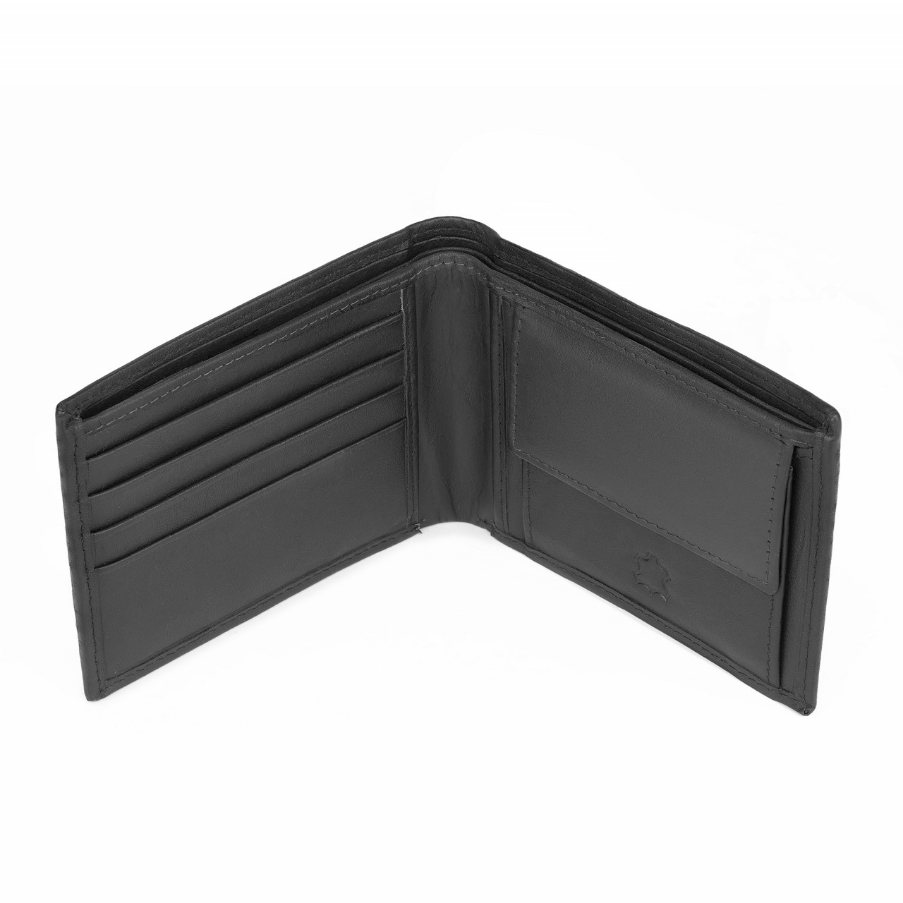 Portofel bărbați Ronno, piele naturală, model pliabil, negru — imaginea 4