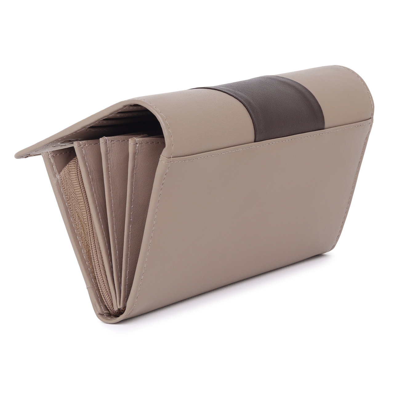 Portofel dama Marquise, Nectaria PT1464, piele naturala, Crem/Maro - imagine 2