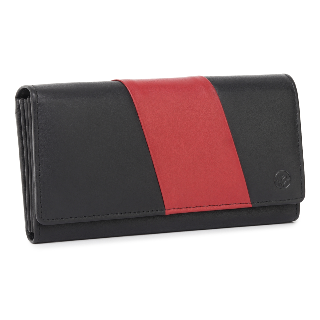 Portofel dama Marquise, Nectaria PT1466, piele naturala, Negru/Rosu