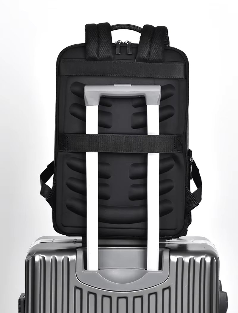 Rucsac bărbați, compartiment laptop, port USB, buzunar frontal, negru — imaginea 4