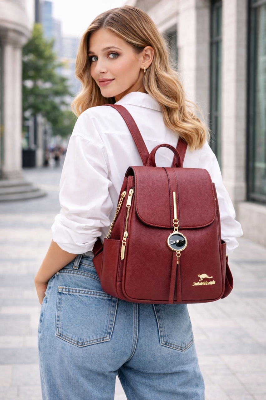 Rucsac dama Adelaide GT2199, Bordo - imagine 2