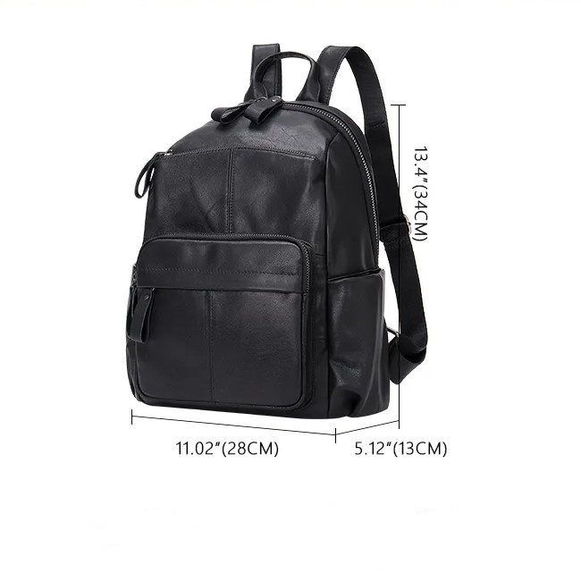 Rucsac dama, Ananda GT2050, piele naturala, Negru