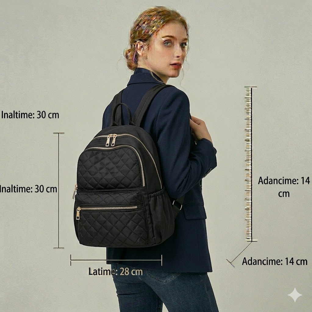 Rucsac dama Melli, GT1839, material textil, negru - imagine 2