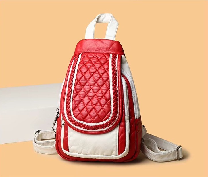 Rucsac dama, Rilena GT3631, Rosu/Alb - 2 | YEO