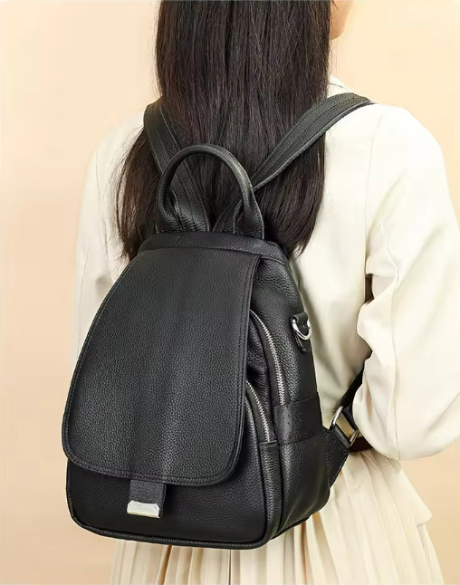 Rucsac de dama, Persephone GT2741, piele naturala, Negru