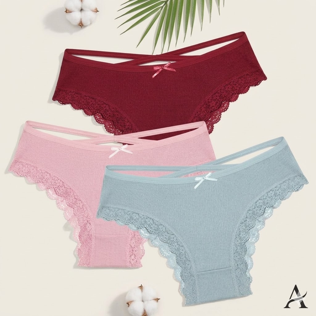 Set 3 perechi de chiloti pentru dama, CH106, Multicolor