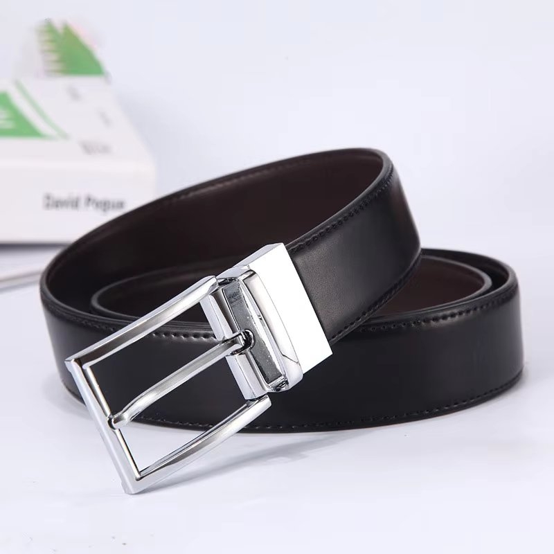Set cadou pentru barbati, Portofel + Curea, piele naturala, model elegant, Negru, SET1