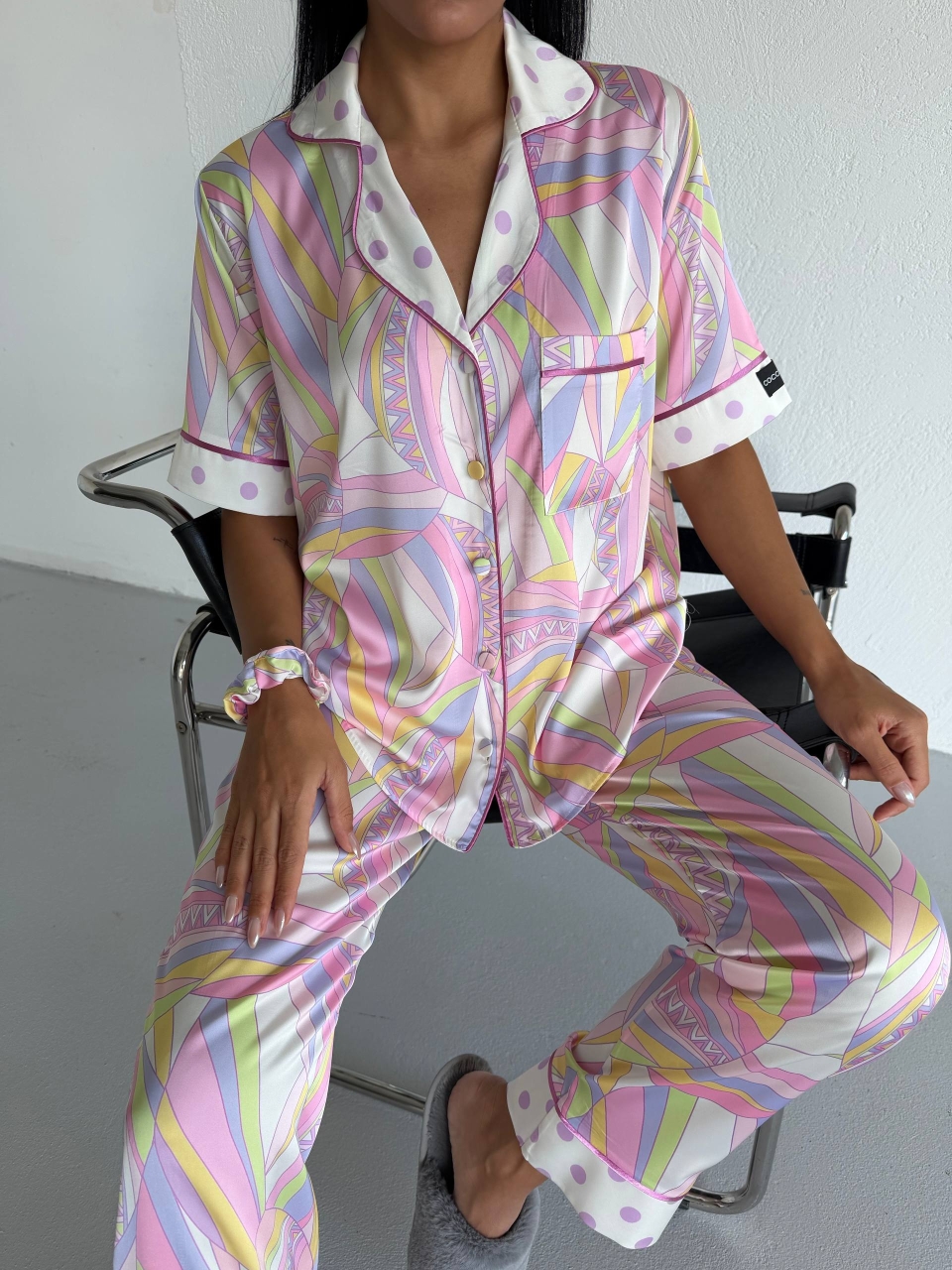 Set pijama dama din doua piese, cu nasturi – 2500370, Pastel Vibes - imagine 7