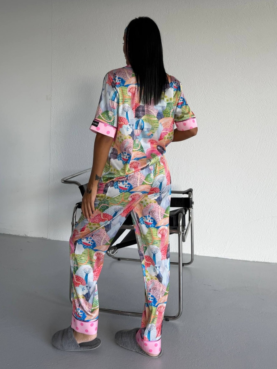 Set pijama dama din doua piese, cu nasturi – 2500371, Playful World - imagine 5