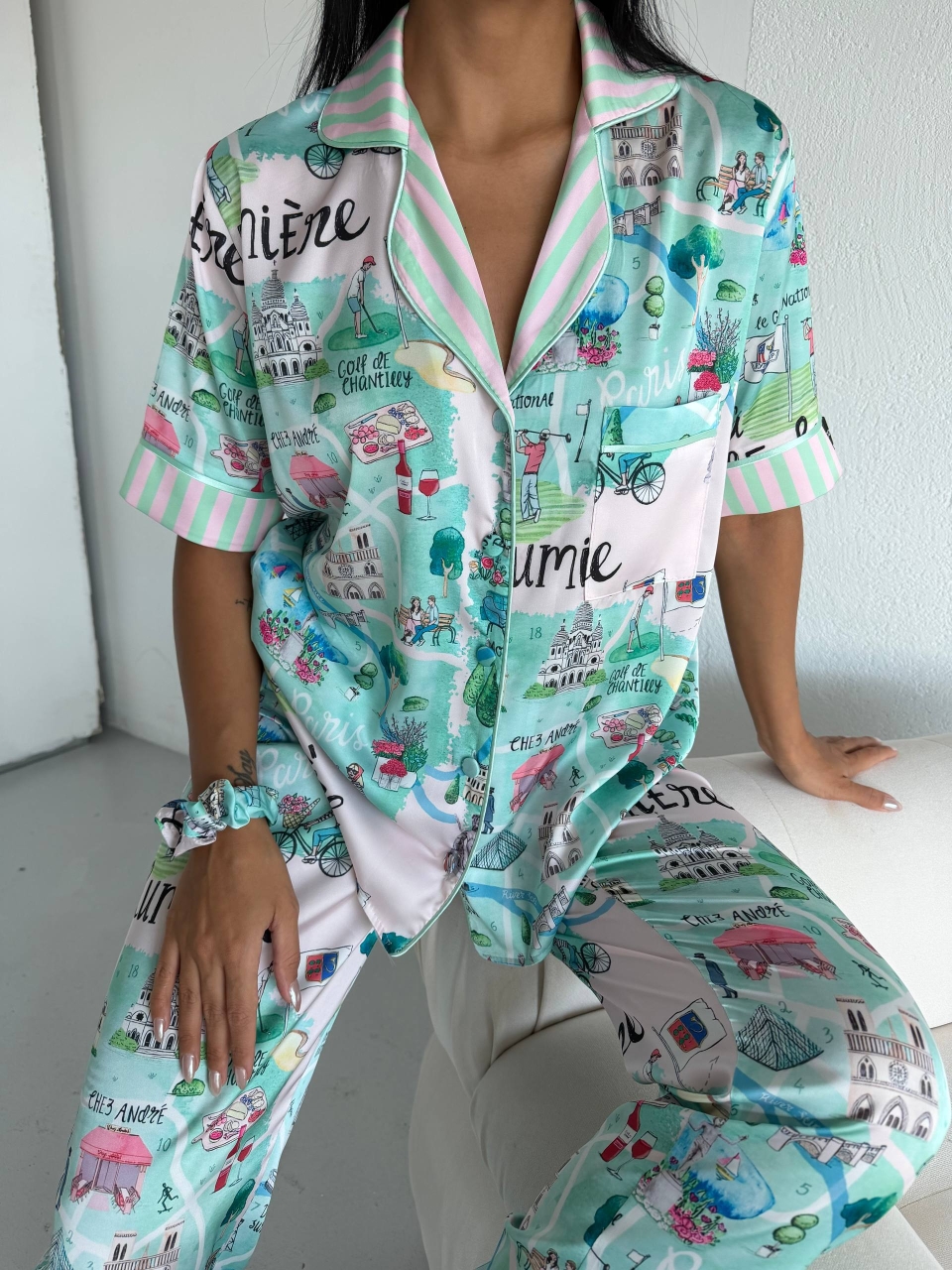 Set pijama dama din doua piese, cu nasturi – 2500387, City Escape - imagine 6