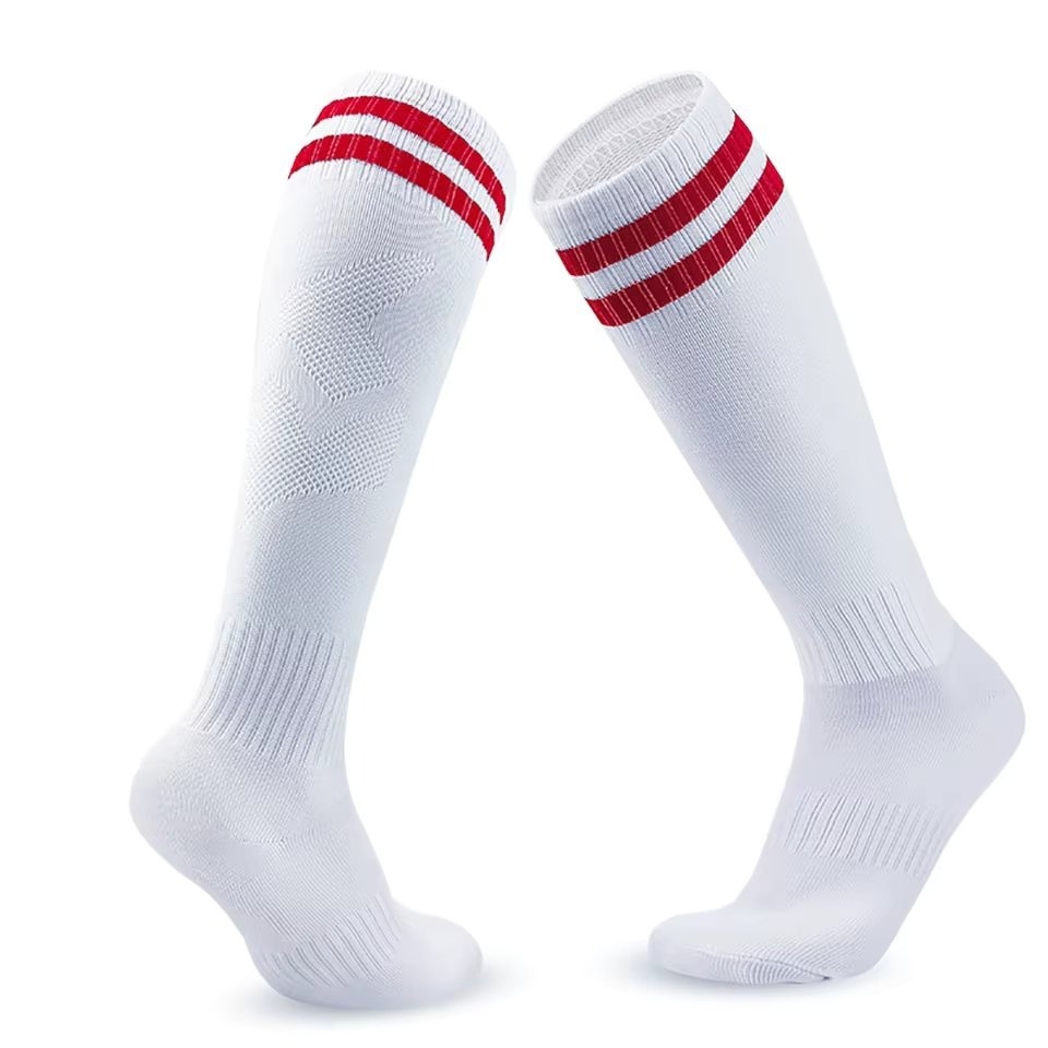 Sosete lungi pentru dama, SS082, Alb/Rosu, marime universala (35-39)