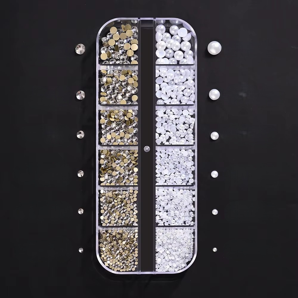 Strasuri unghii Marquise, RHINE19, Argintiu/Alb