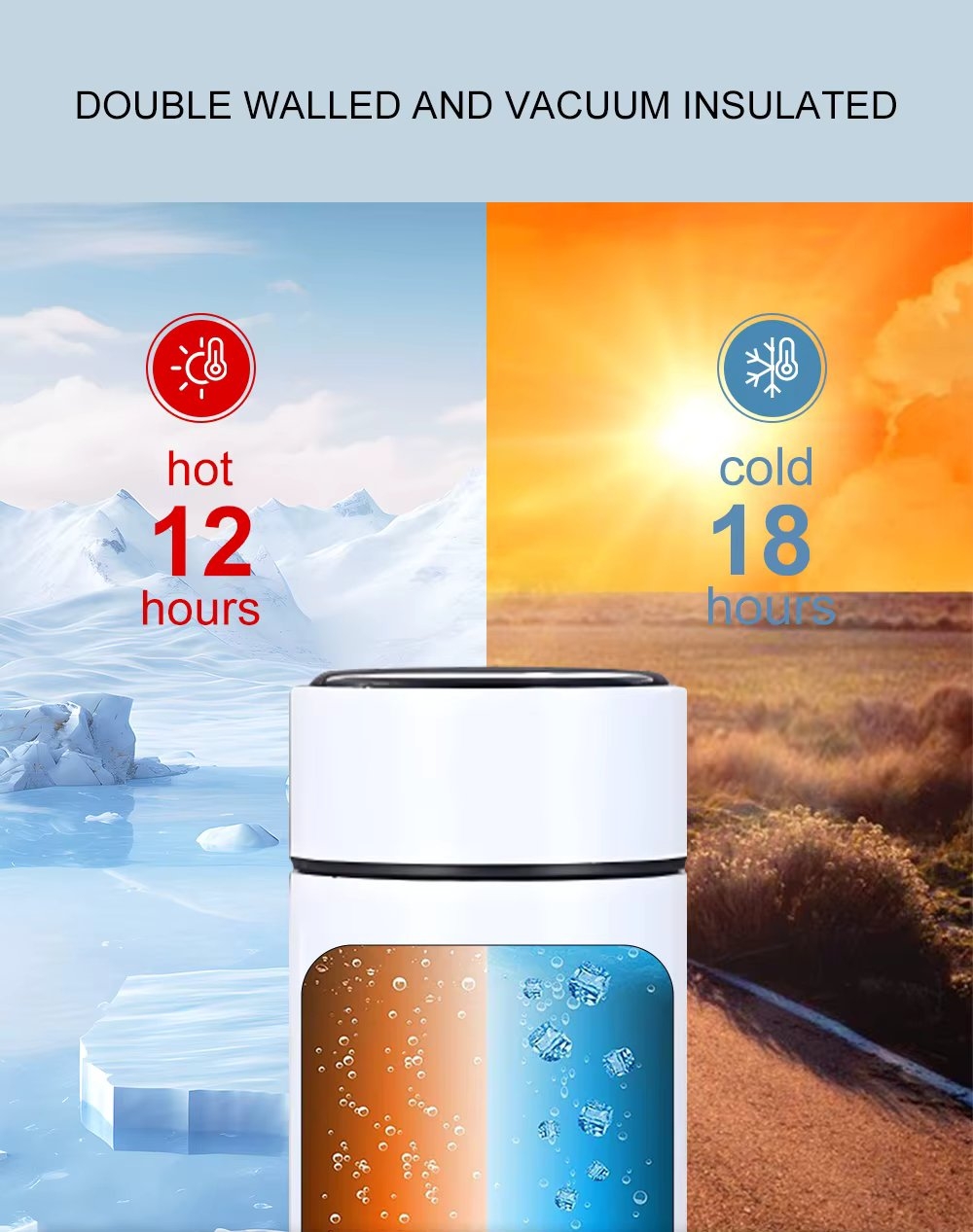 Termos inteligent din inox cu afișaj LED pentru temperatură, 500 ml, roz — imaginea 2