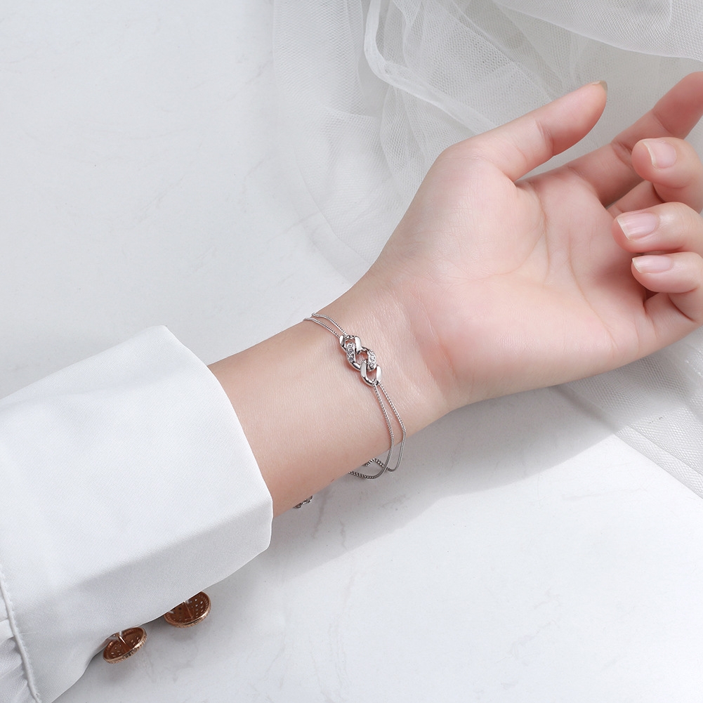 Bratara din argint 925 pentru dama, JW1775, model dublu, placata cu rodiu