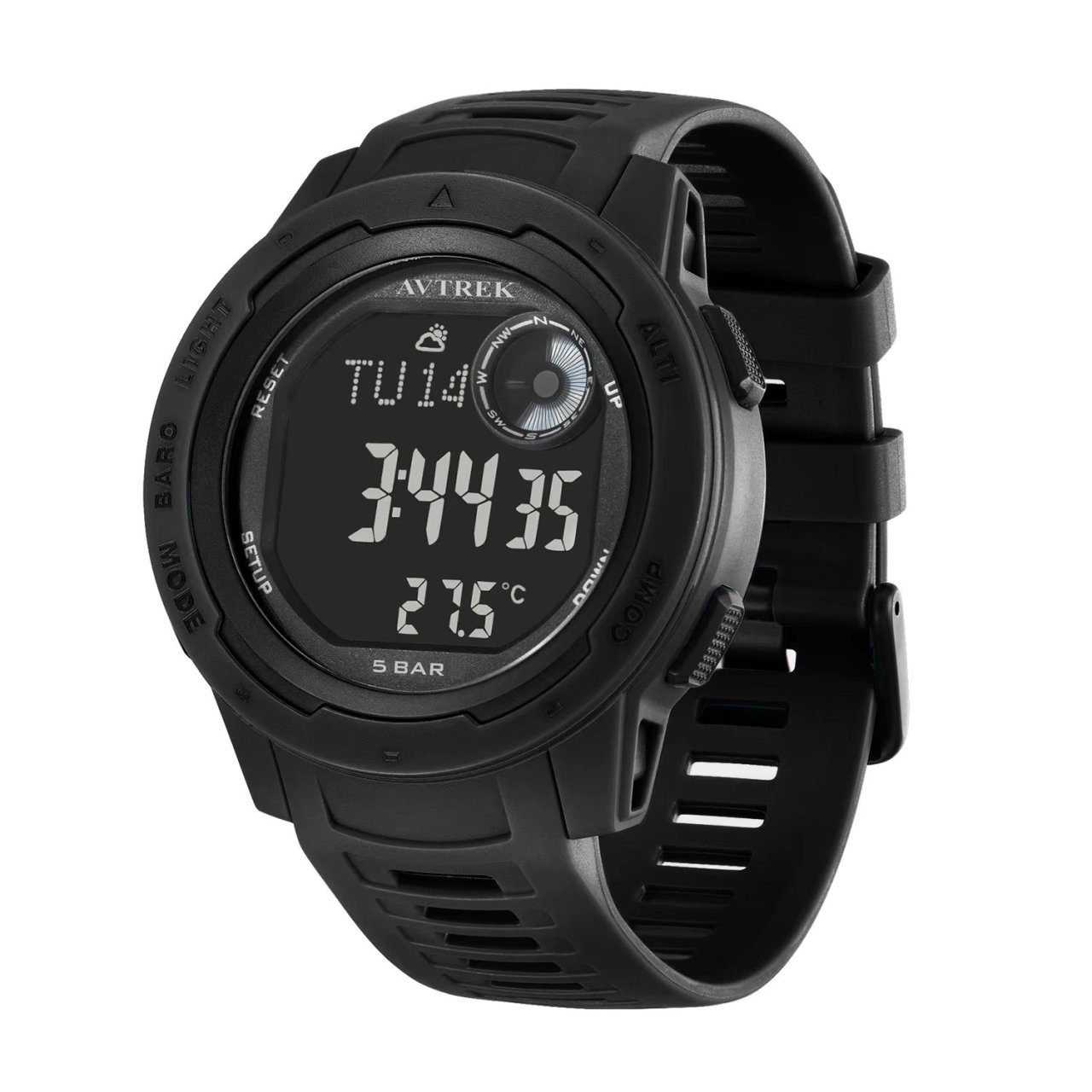 Ceas barbatesc digital Avtrek CS1759, silicon, negru, cadran negru