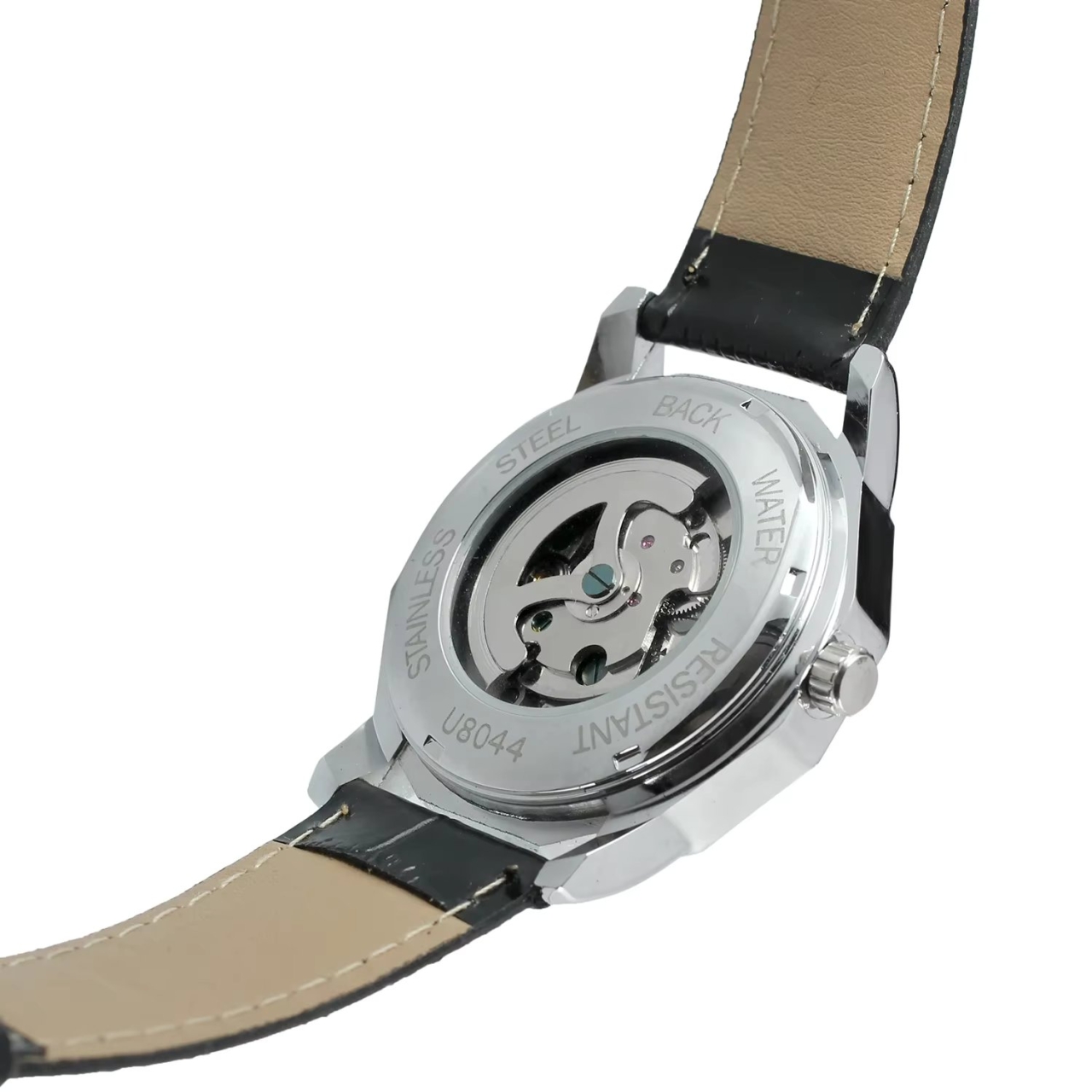 Ceas barbatesc Winner CS1727, automatic, piele naturala, negru, cadran negru