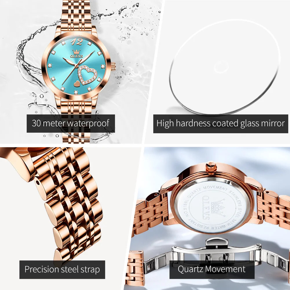 Ceas de dama Olevs CS1688, otel inoxidabil, rose gold, cadran alb