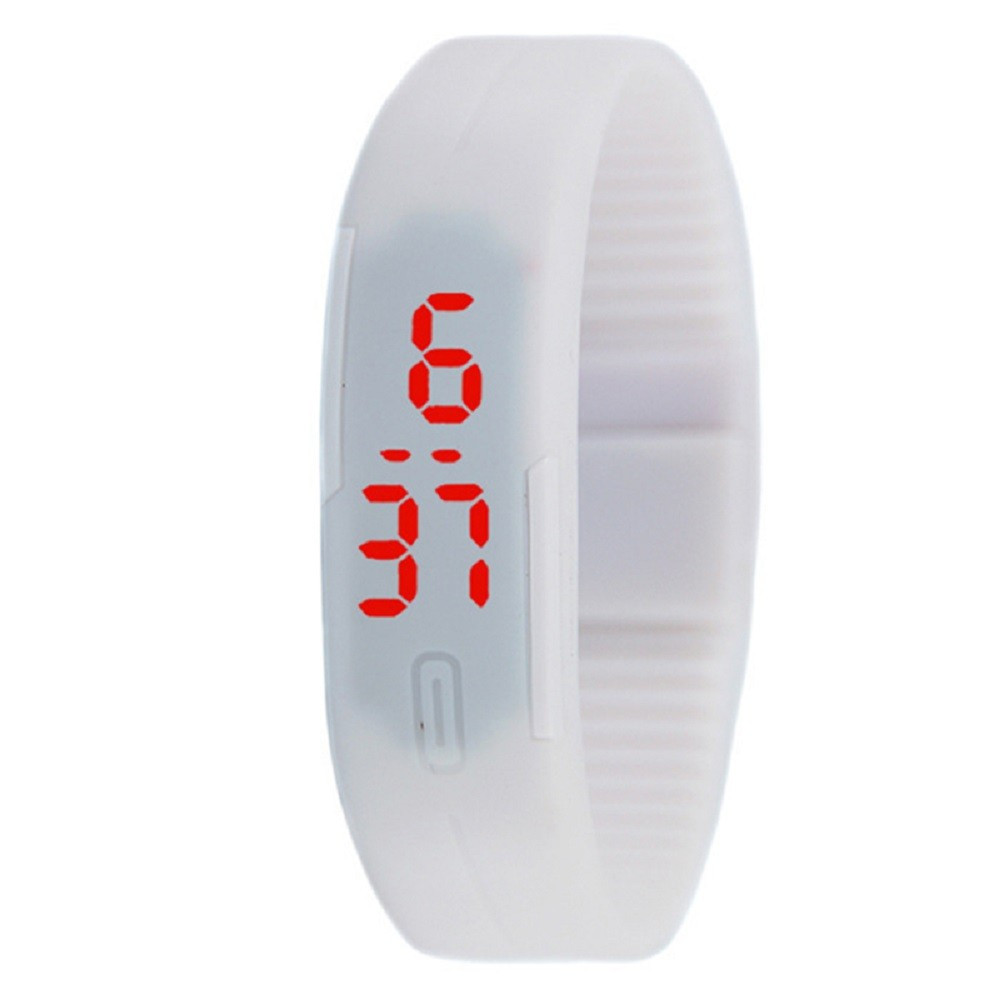 Ceas unisex SPORT LED, curea silicon, model alb, CS1006