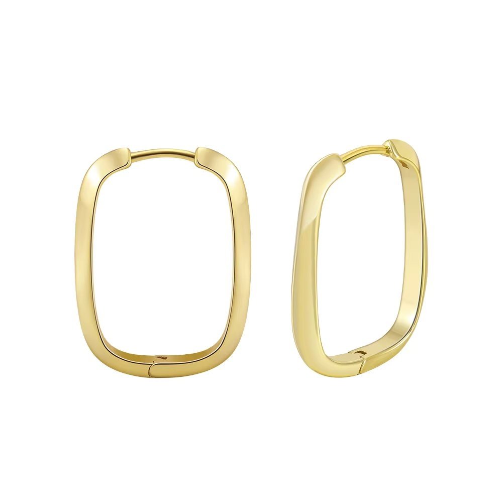 Cercei argint 925, JW1738, model patrat-oval, placati cu aur