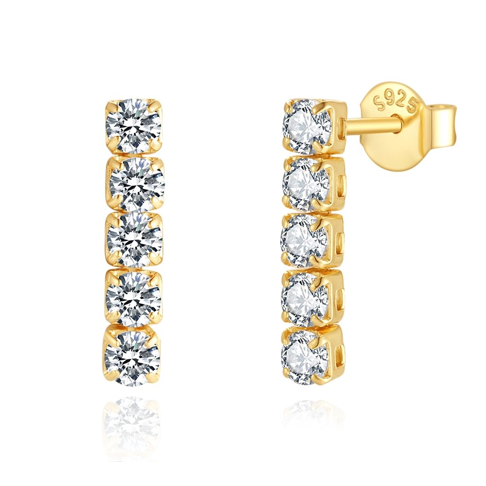 Cercei argint 925, JW1776, model tennis, placati cu aur