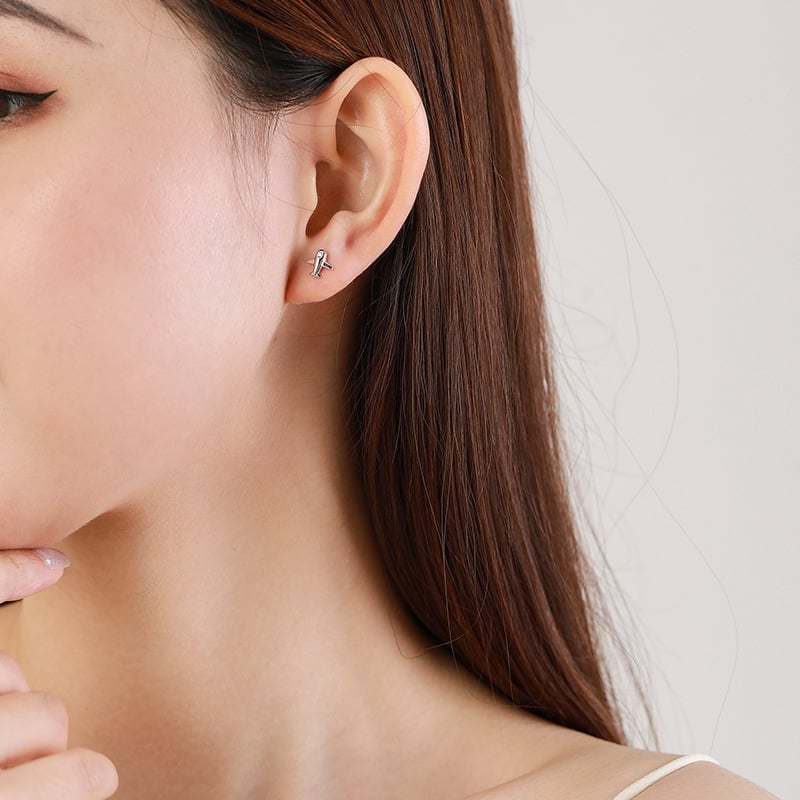 Cercei argint 925, JW1834, model avion, placati cu rodiu