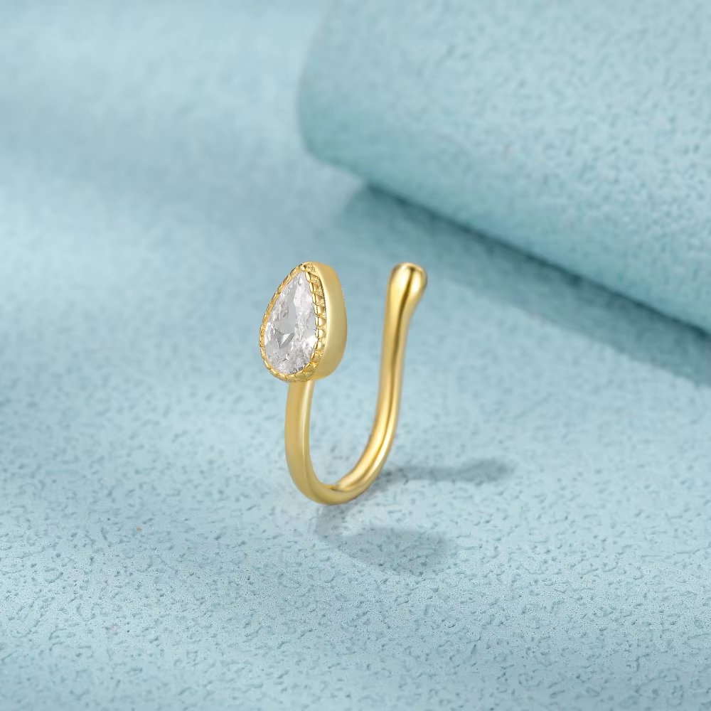 Cercel ear cuff argint 925, JW1672, model elegant, placat cu aur