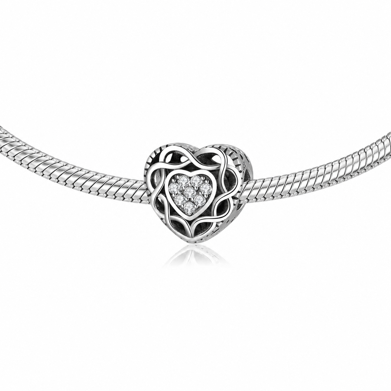Charm/talisman argint 925, JW1635, model inima, placat cu rodiu