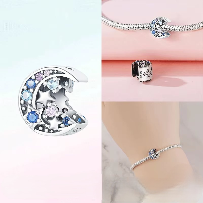 Charm/talisman argint 925, JW1659, model semiluna, placat cu rodiu