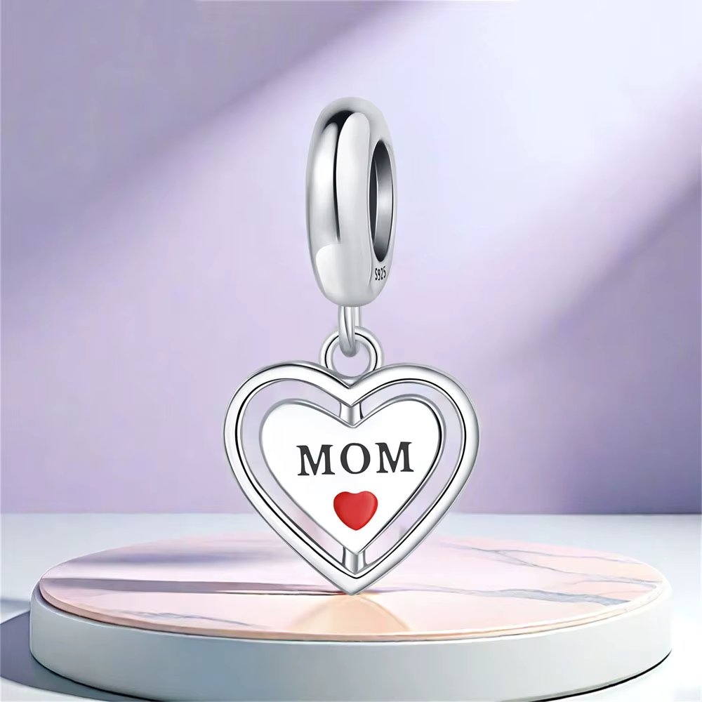 Charm/talisman argint 925, JW1661, model Mom, placat cu rodiu