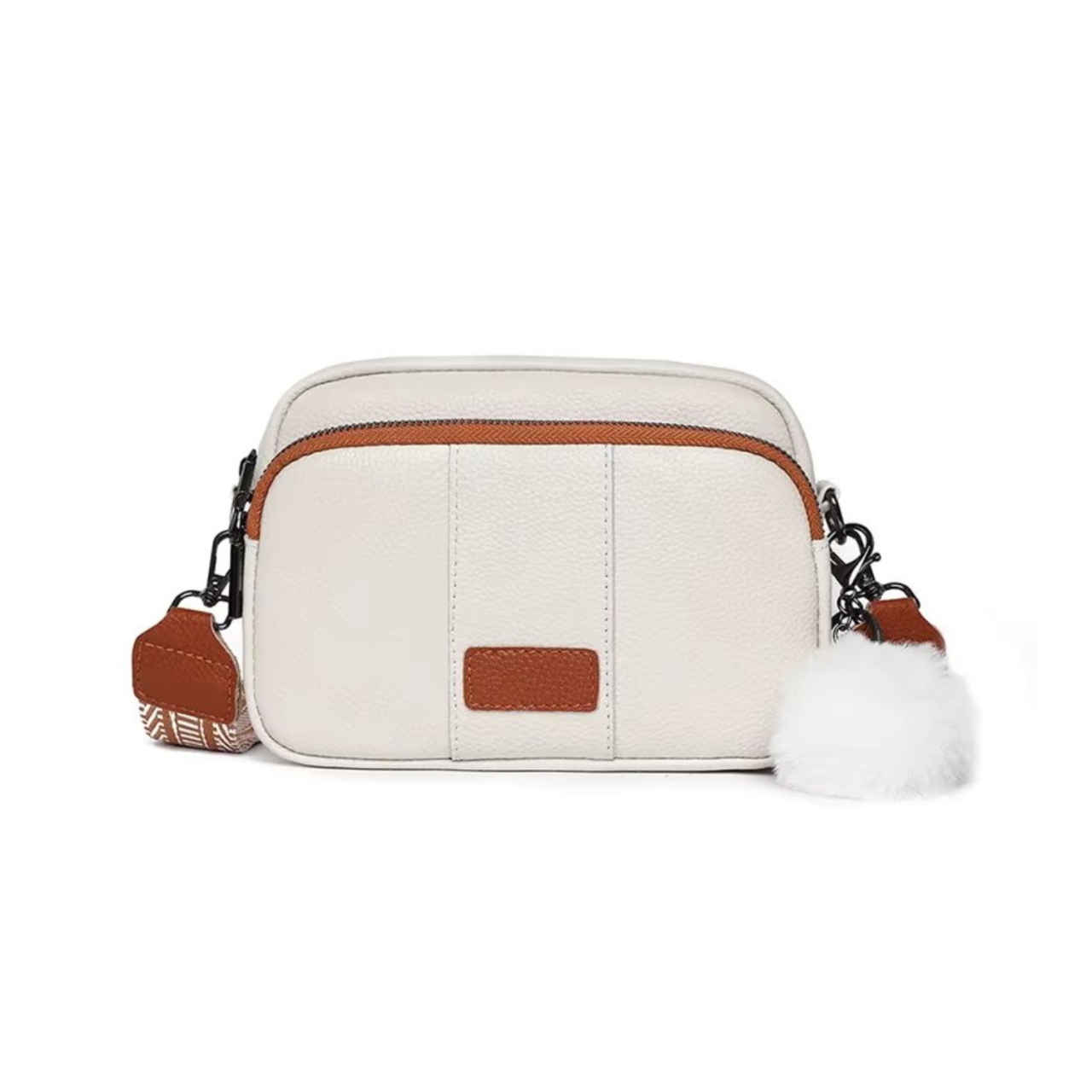 Geanta dama, Miralys GT3347, piele naturala, Crem/Maro
