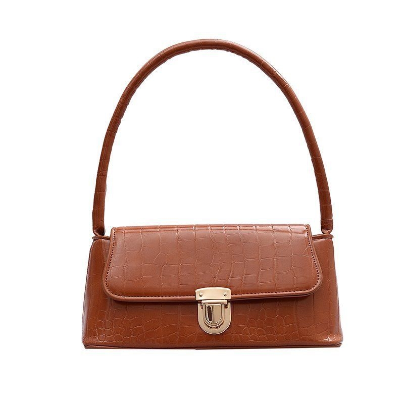 Geanta dama tip baguette,Isoria GT3983, textura crocodil, Maro