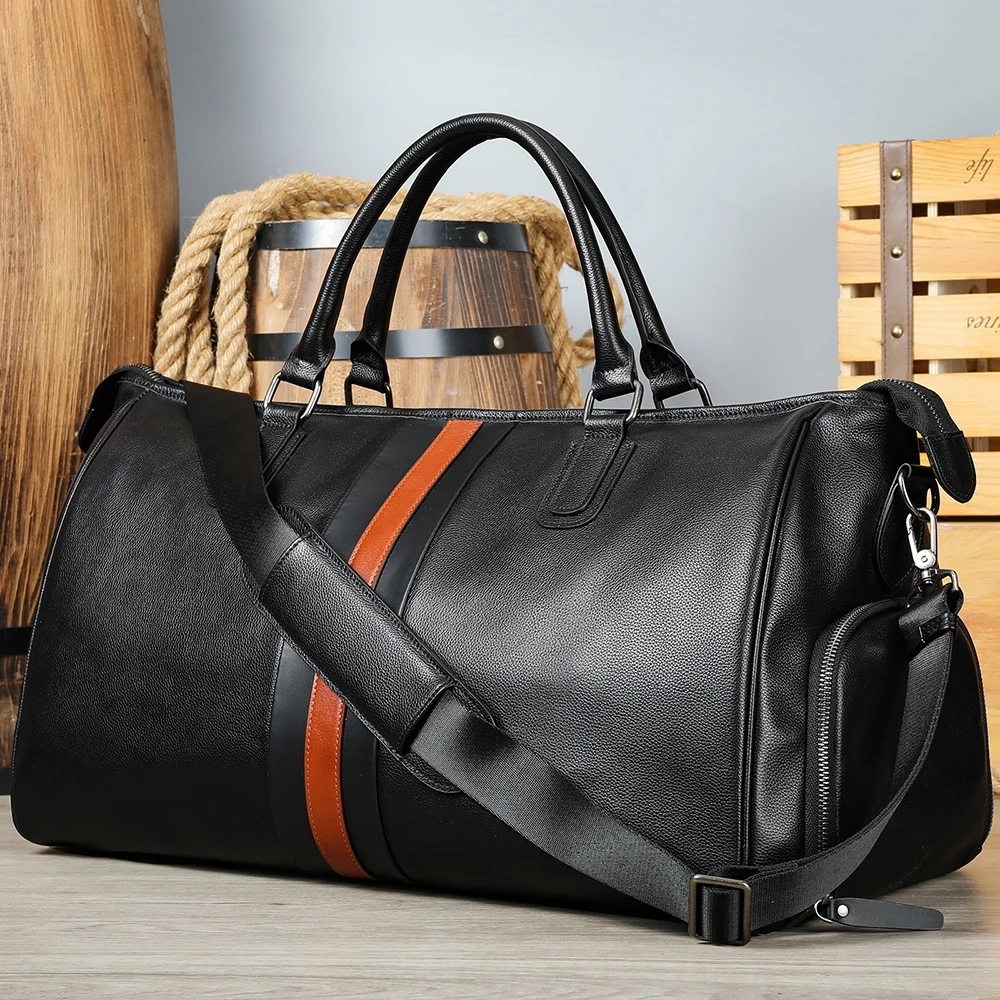 Geanta de calatorie, Alviro GT3803, piele naturala, Negru - imagine 4