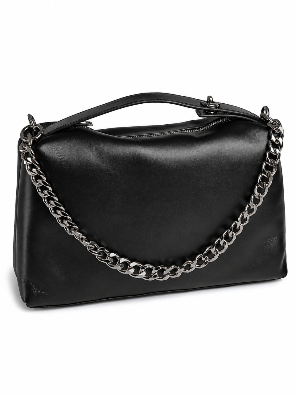 Geanta de dama, 7751, piele naturala, Neagra