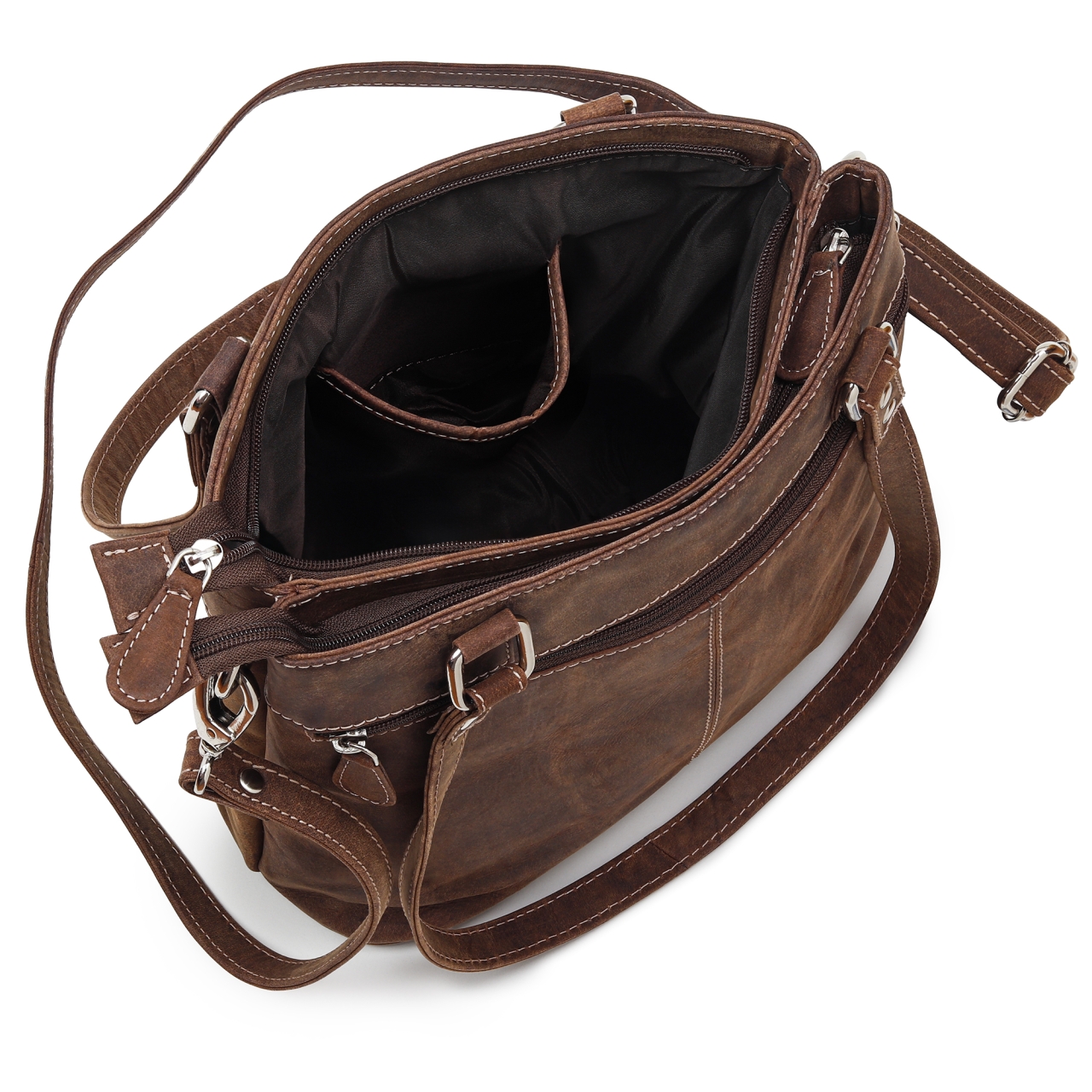 Geanta de dama, Anne GT3851, piele naturala, Maro inchis - imagine 3