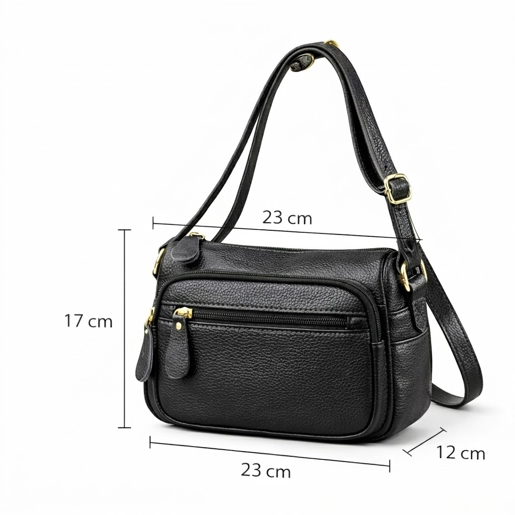 Geanta de dama, Caroline GT3832, piele naturala, Negru - imagine 4